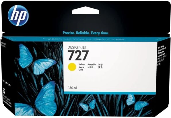 HP Cartucho de Tinta Original HP 727 de 130 Ml B3P21A Amarillo para DesignJet T1500, T1530, T2500, T2530, T920, T930