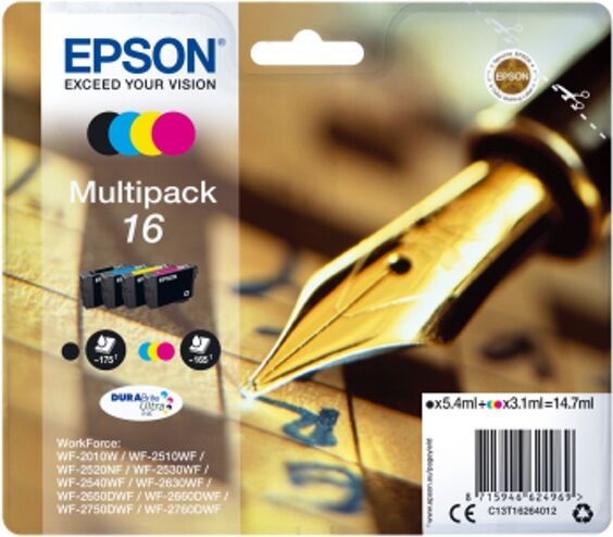 Epson Pack ahorro cartuchos de tinta original EPSON 16, Bolígrafo y crucigrama, C13T16264012, T1626 Epson Pack ahorro cartuchos de tinta original EPSON 16, Bolígrafo y crucigrama, C13T16264012, T1626