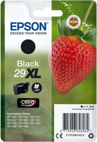Epson Cartucho de tinta original EPSON, 29, Fresa 11,3 ml , Negro, XL, C13T29914012, T2991 Epson Cartucho de tinta original EPSON, 29, Fresa 11,3 ml , Negro, XL, C13T29914012, T2991