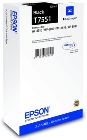 Epson Cartucho de tinta original EPSON, T7551 100 ml , Negro, XL, C13T755140 Epson Cartucho de tinta original EPSON, T7551 100 ml , Negro, XL, C13T755140
