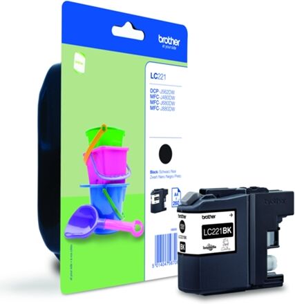Brother Cartucho de tinta Original BROTHER LC221BKBP Negro 260 páginas Brother Cartucho de tinta Original BROTHER LC221BKBP Negro 260 páginas