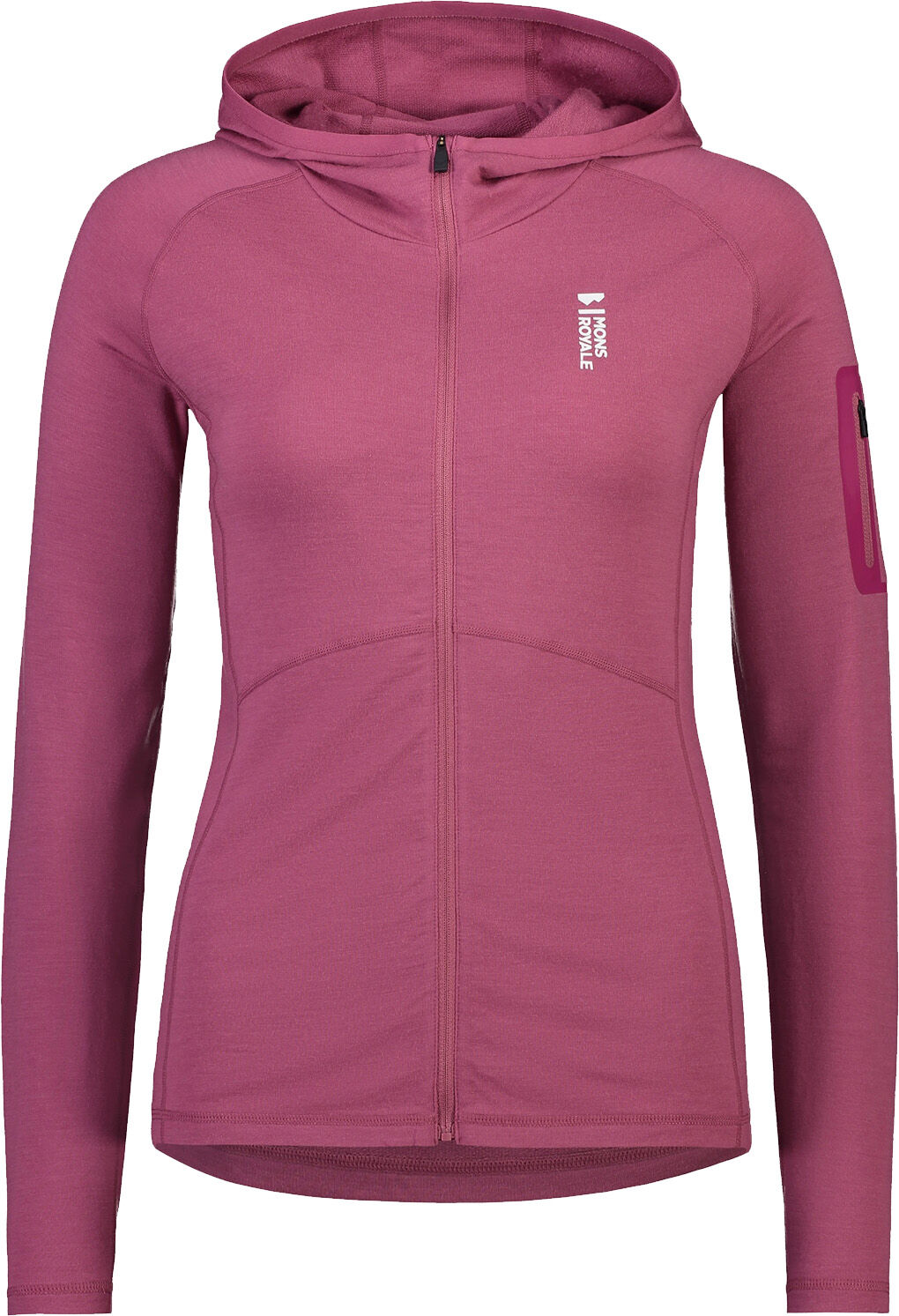 MONS ROYALE WMN ASCEND FULL ZIP HOOD BERRY L