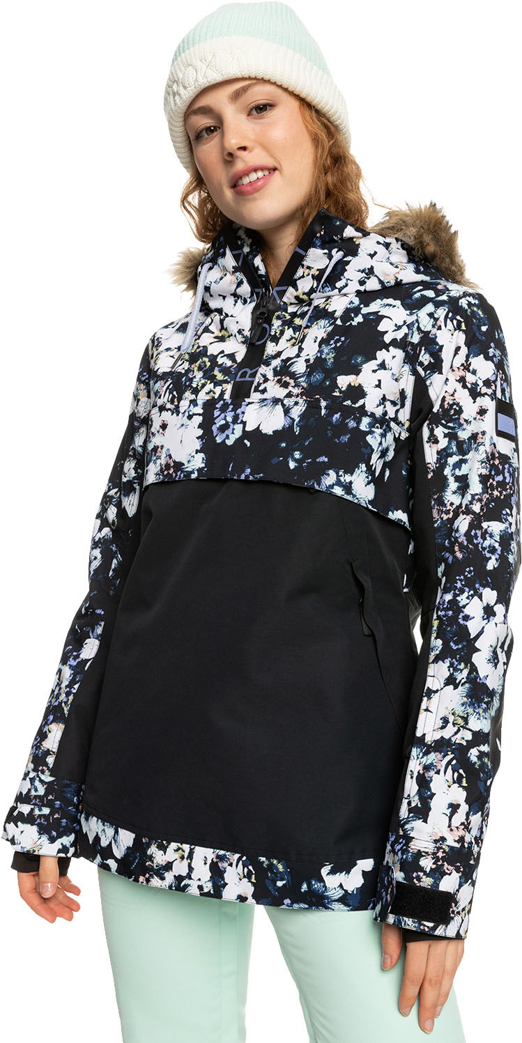 Roxy SHELTER ANORAK TRUE BLACK BLACK FLOWERS M