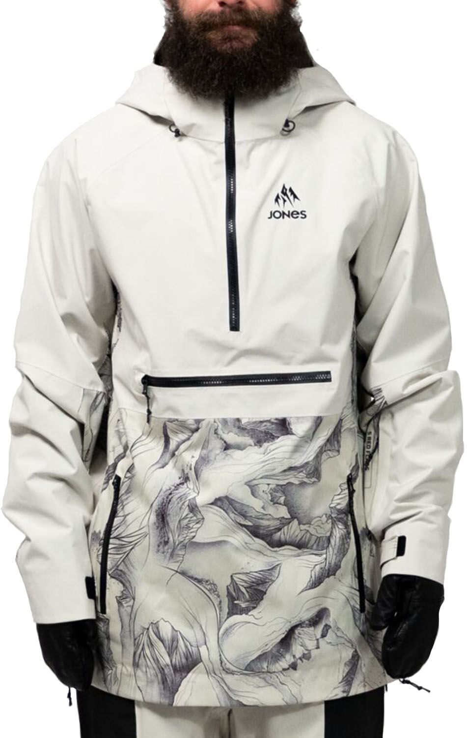 JONES MTN SURF ANORAK GLACIER PRINT MINERAL GRAY S