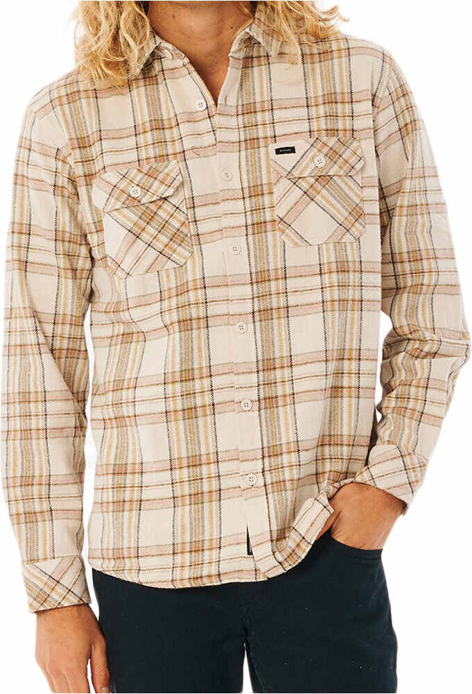 Rip Curl griffin flannel camisa manga larga hombre Blanco (XL)