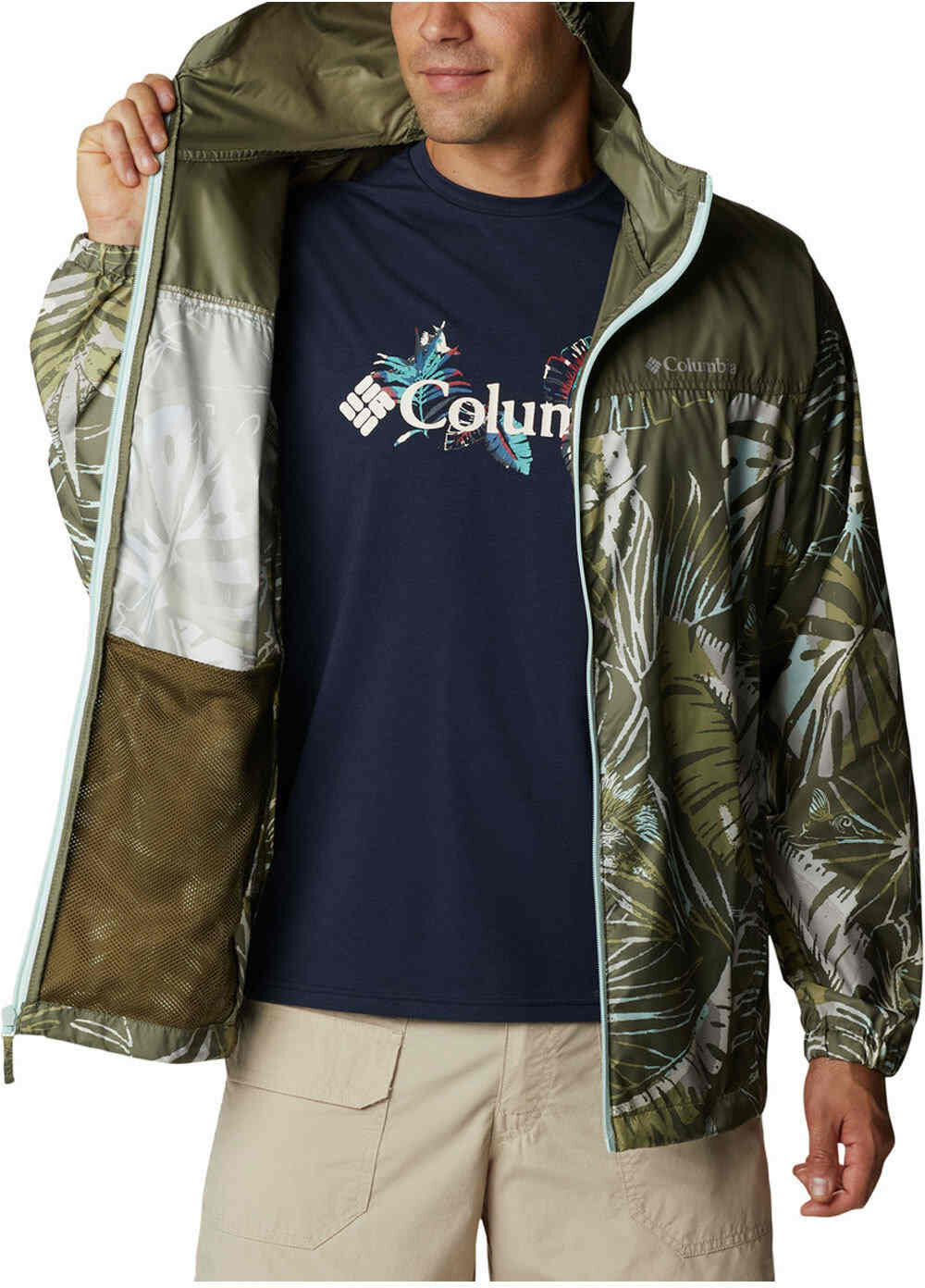 Columbia flash callenger novelty chaqueta impermeable hombre Verde (S)