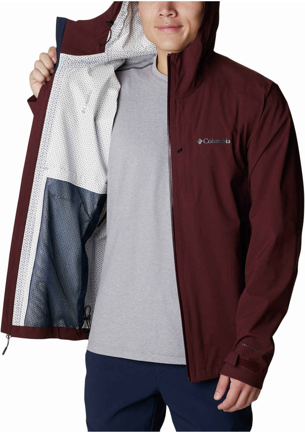 Columbia omni-tech ampli-dry shell chaqueta impermeable hombre Granate (S)