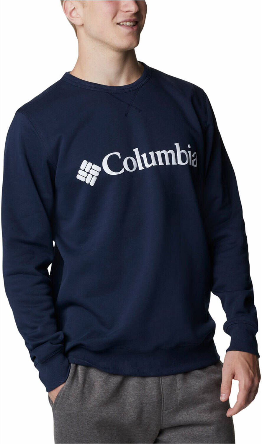 Columbia logo fleece camiseta montaña manga larga hombre Azul (XXL)