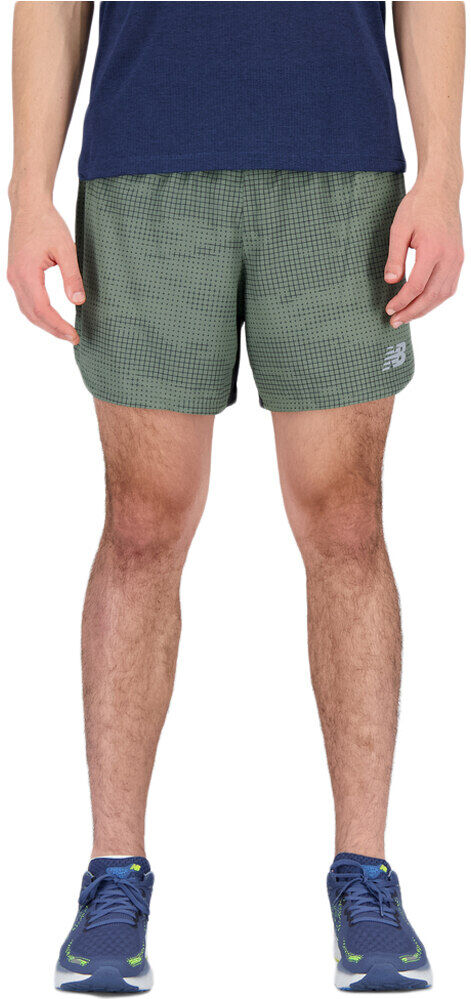 New Balance printed impact run 5 inch short pantaloneta técnica hombre Verde (L)