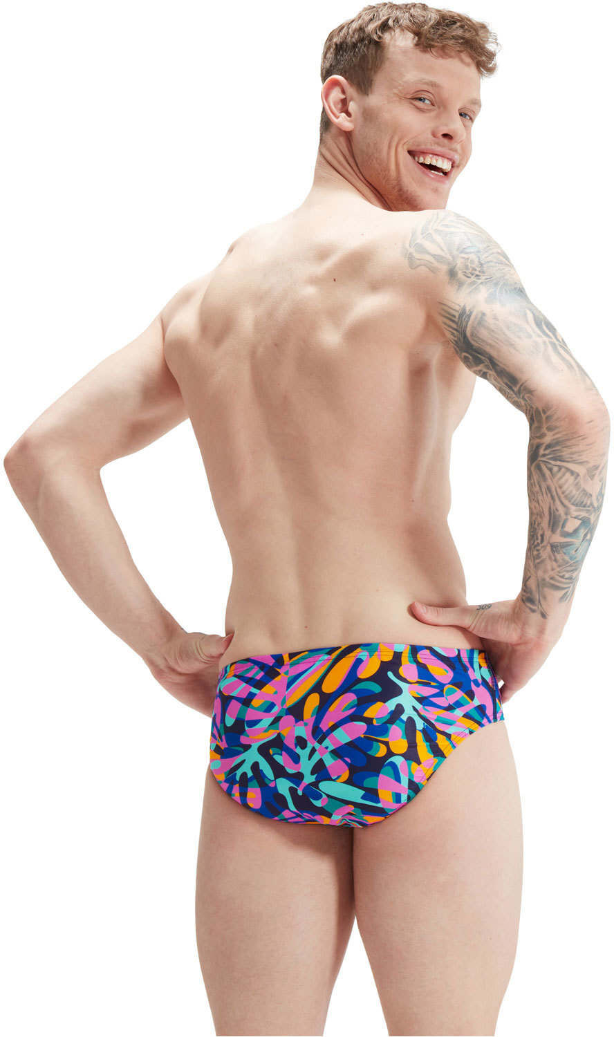 Speedo 8cm allover brief bañador natación hombre Gris (36)