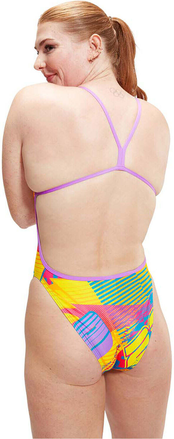 Speedo allover digital vback bañador natación mujer Rosa (32)