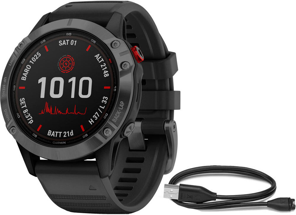 Garmin Pulsómetros con gps fenix 6 pro solar negro correa negra