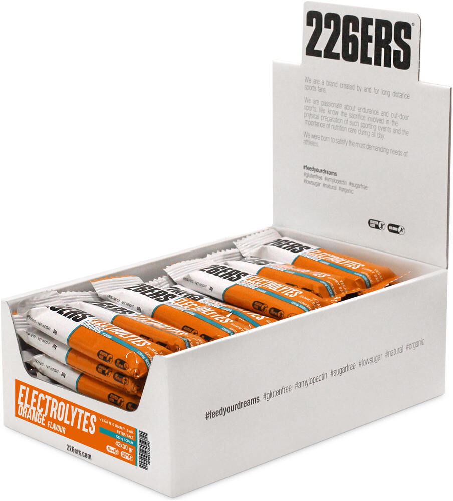 226ers vegan gummy bar 30g pectina electrolyte orange Naranja (UNICA)