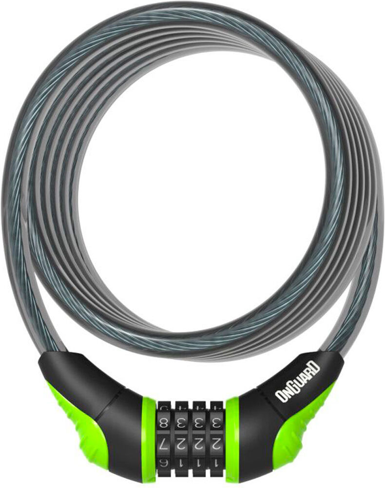 Onguards candado espiral neon combi 180cmx12mm candado bicicleta Verde (UNICA)