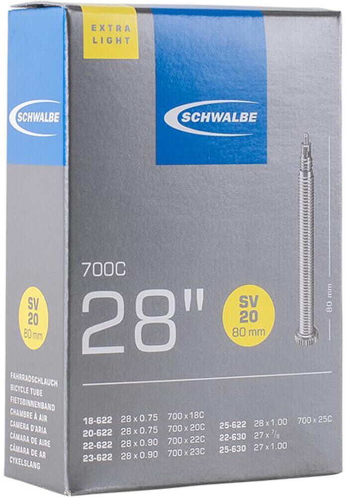 Schwalbe 27x7/8/28x3/4 extra ligera fv 80 mm cámara bicicleta mtb  (UNICA)