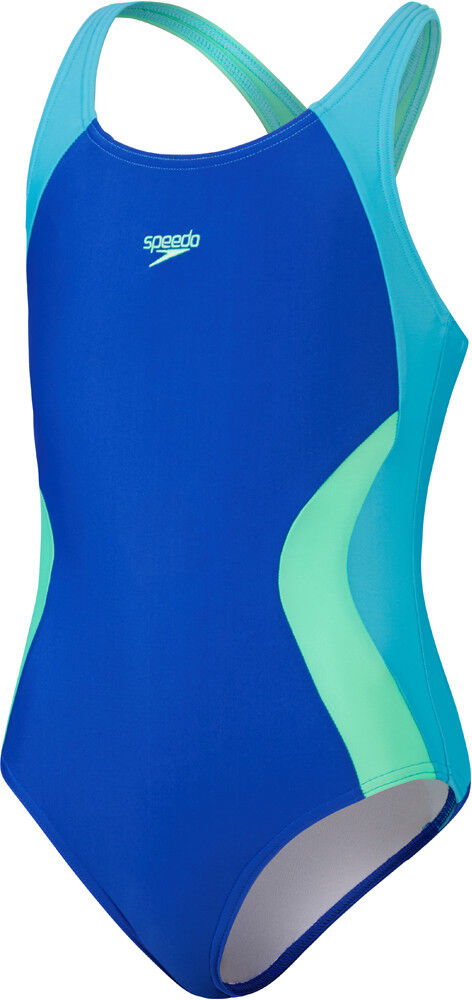 Speedo girls colourblock spiritback bañador natación niña Azul (5-6)