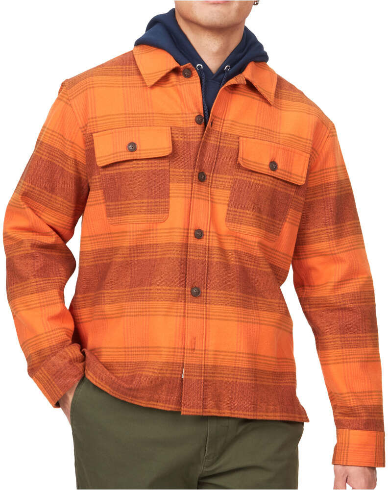 Marmot incline heavy flannel camisa montaña manga larga hombre Naranja (S)