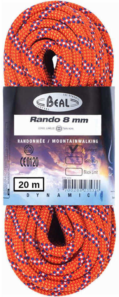 Beal rando 8mm 20m cuerda escalada Naranja (UNICA)