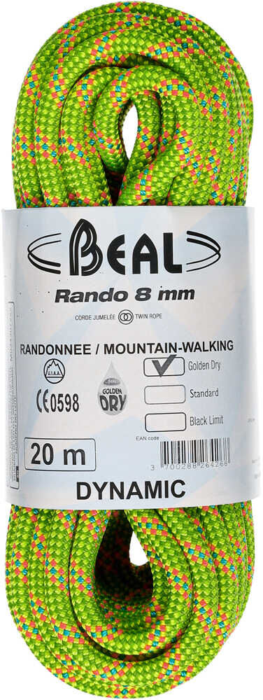 Beal rando golden dry 8mm 20m cuerda escalada Amarillo (UNICA)