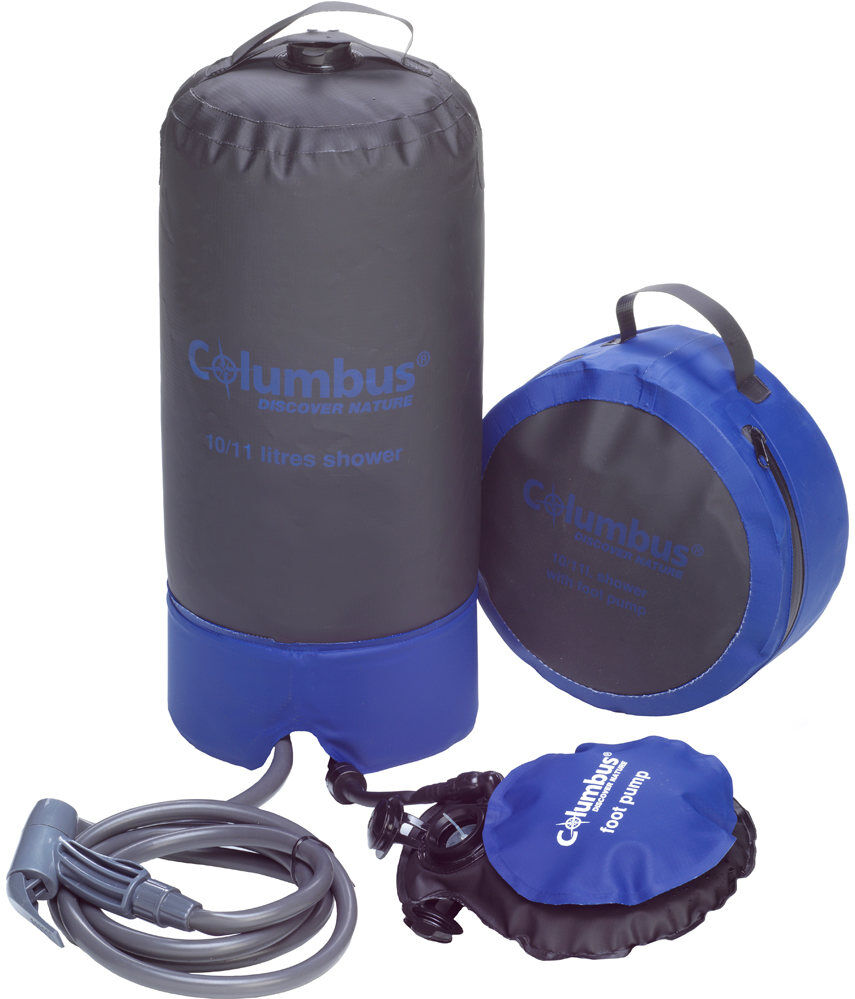 Columbus Outdoor ducha 10 l con bomba de pie accesorios tiendas de campaña  (UNICA)