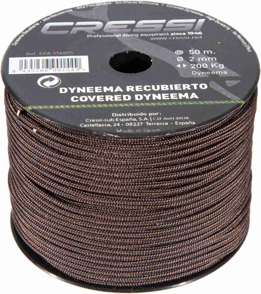 Cressi Sub cabo dyneema c/funda2mm bobina 50m Marron (UNICA)