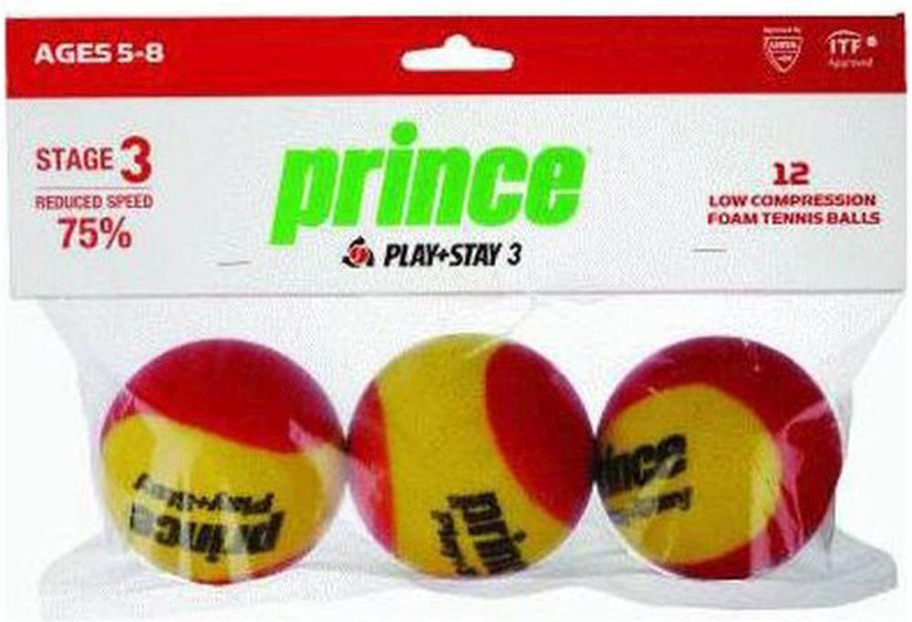 Prince bolsa 3 bolas play  stay stage 3 foam pelota tenis  (UNICA)