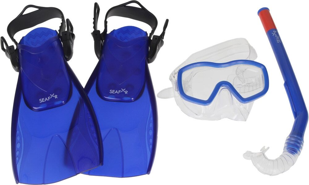 Seafor seamood kit gafastubo y aletas snorkel niño Azul (30)