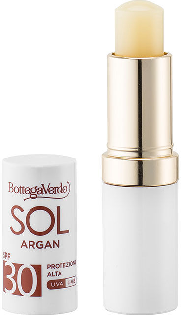 Bottega Verde SOL Argan - Stick solar labial - nutritivo y protector - con aceite de Argán y Vitamina E - protección alta SPF30 (5,5 ml) resistente al agua Bottega Verde SOL Argan - Stick solar labial - nutritivo y protector - con aceite de Argán y Vitamina E - protección alta SPF30 (5,5 ml) resistente al agua