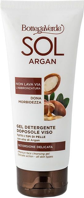 Bottega Verde SOL Argan - Gel limpiador facial aftersun - para todos los tipos de piel - con aceite de Argán (100 ml)