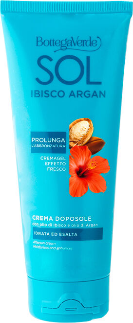 Bottega Verde SOL Ibisco Argan - Crema aftersun - hidrata y sublima - con aceite de Hibisco y aceite de Argán (200 ml) - prolonga el bronceado - cremagel efecto fre Bottega Verde SOL Ibisco Argan - Crema aftersun - hidrata y sublima - con aceite de Hibisco y aceite de Argán (200 ml) - prolonga el bronceado - cremagel efecto fre