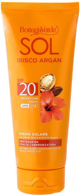 Bottega Verde Crema solar - protege y resalta el bronceado - con aceite de Hibisco y aceite de Argán - protección media SPF20 (200 ml) Bottega Verde Crema solar - protege y resalta el bronceado - con aceite de Hibisco y aceite de Argán - protección media SPF20 (200 ml)