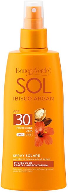 Bottega Verde SOL Ibisco Argan - Spray solar - protege y resalta el bronceado - con aceite de Hibisco y aceite de Argán - protección alta SPF30 (200 ml) Bottega Verde SOL Ibisco Argan - Spray solar - protege y resalta el bronceado - con aceite de Hibisco y aceite de Argán - protección alta SPF30 (200 ml)