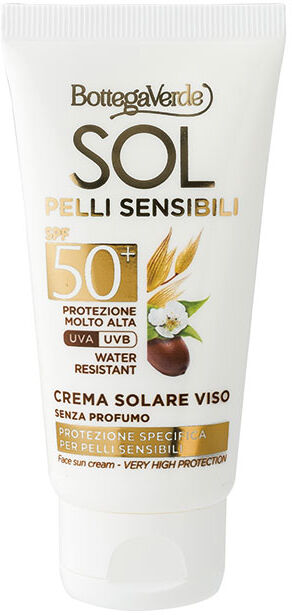 Bottega Verde Crema solar facial - sin perfume - protección especial para pieles sensibles - con aceite de Jojoba y leche de Avena - protección muy alta SPF50+ (50 Bottega Verde Crema solar facial - sin perfume - protección especial para pieles sensibles - con aceite de Jojoba y leche de Avena - protección muy alta SPF50+ (50