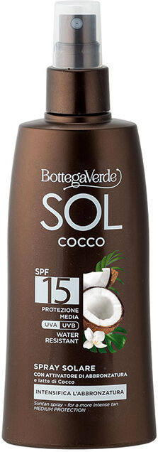 Bottega Verde SOL Cocco - Spray solar - intensifica el bronceado - con acelerador del bronceado y leche de Coco (200 ml) - resistente al agua - protección media SPF