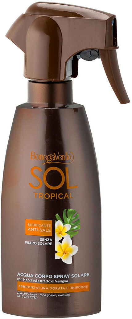 Bottega Verde SOL Tropical - Agua corporal spray solar - bronceado dorado y uniforme - con Monoi y extracto de Vainilla (200 ml) - suavizante antisalitre - sin filt Bottega Verde SOL Tropical - Agua corporal spray solar - bronceado dorado y uniforme - con Monoi y extracto de Vainilla (200 ml) - suavizante antisalitre - sin filt