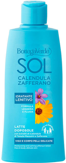 Bottega Verde Leche aftersun - cara y cuerpo - pieles delicadas - toda la familia* - con extractos de Caléndula de Tenuta Massaini y Azafrán - hidratante calmante - Bottega Verde Leche aftersun - cara y cuerpo - pieles delicadas - toda la familia* - con extractos de Caléndula de Tenuta Massaini y Azafrán - hidratante calmante -