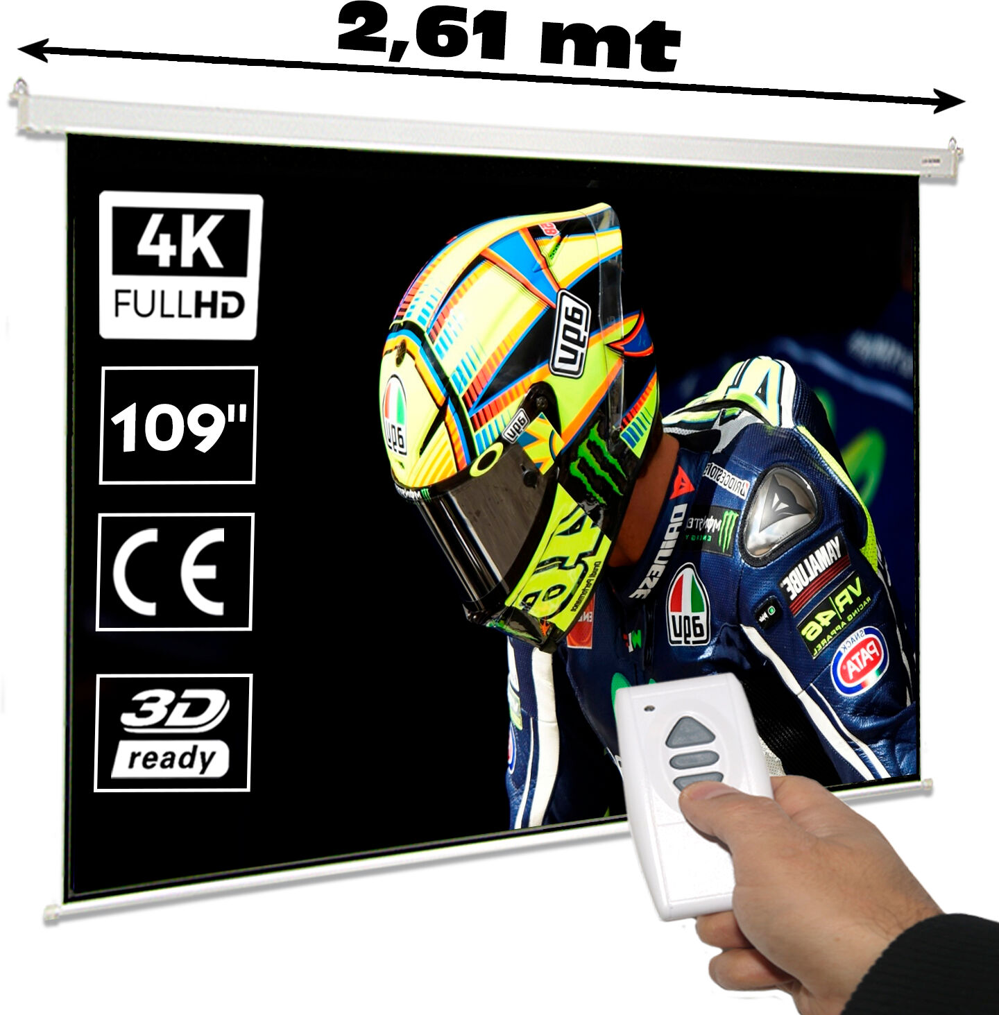 Luxscreen Pantalla de proyección eléctrica de 109" formato 16:10 Luxscreen Pantalla de proyección eléctrica de 109" formato 16:10