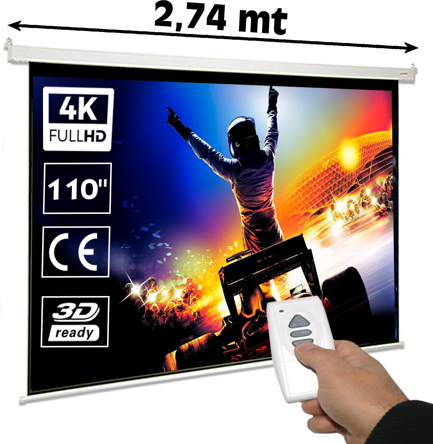 Luxscreen Pantalla de proyección eléctrica de 110" formato 16:9 Luxscreen Pantalla de proyección eléctrica de 110" formato 16:9