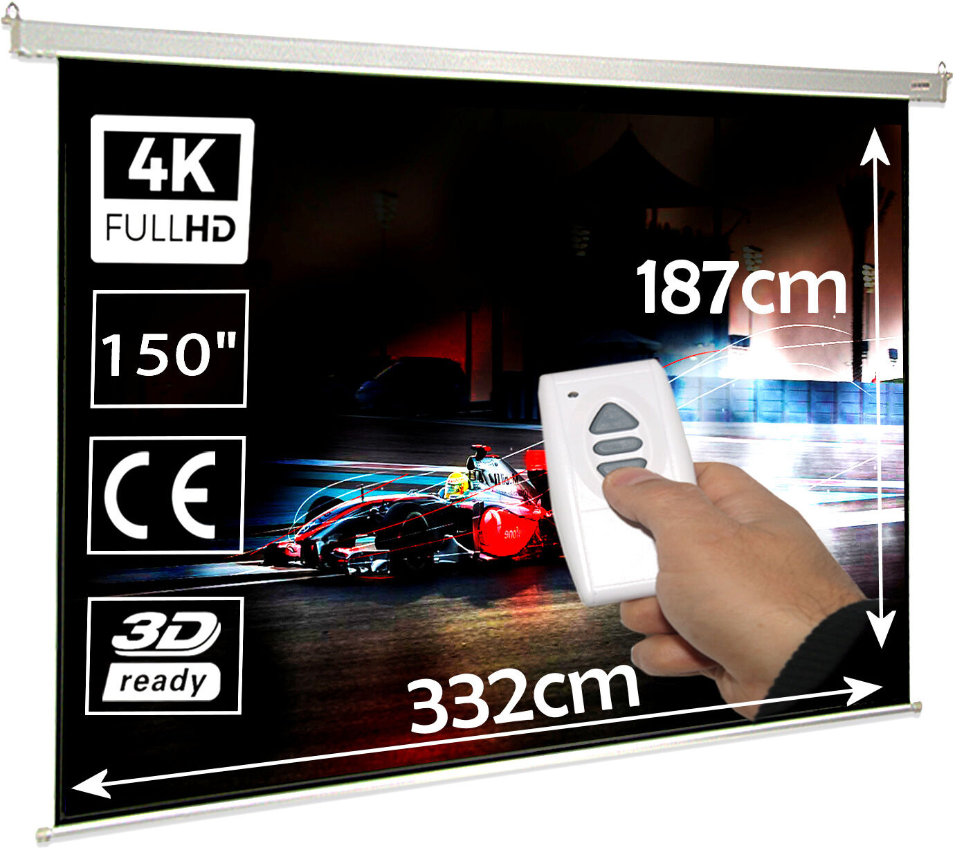 Luxscreen Pantalla de proyeccion eléctrica de 150" 16:9 (332cm x 187cm) Luxscreen Pantalla de proyeccion eléctrica de 150" 16:9 (332cm x 187cm)