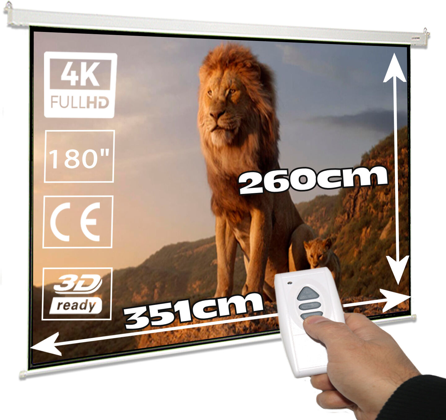 Luxscreen Pantalla de proyección eléctrica de 180" 4:3 (351 cm x 260 cm) Luxscreen Pantalla de proyección eléctrica de 180" 4:3 (351 cm x 260 cm)