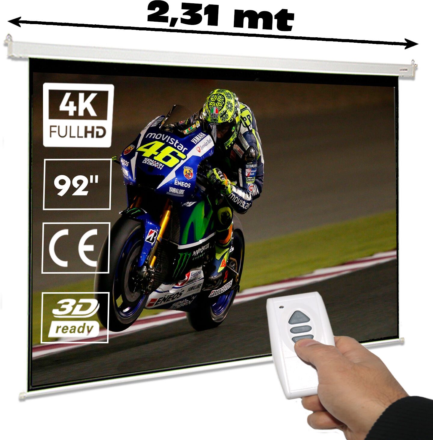 Luxscreen Pantalla de proyección eléctrica de 92" formato 16:9 Luxscreen Pantalla de proyección eléctrica de 92" formato 16:9