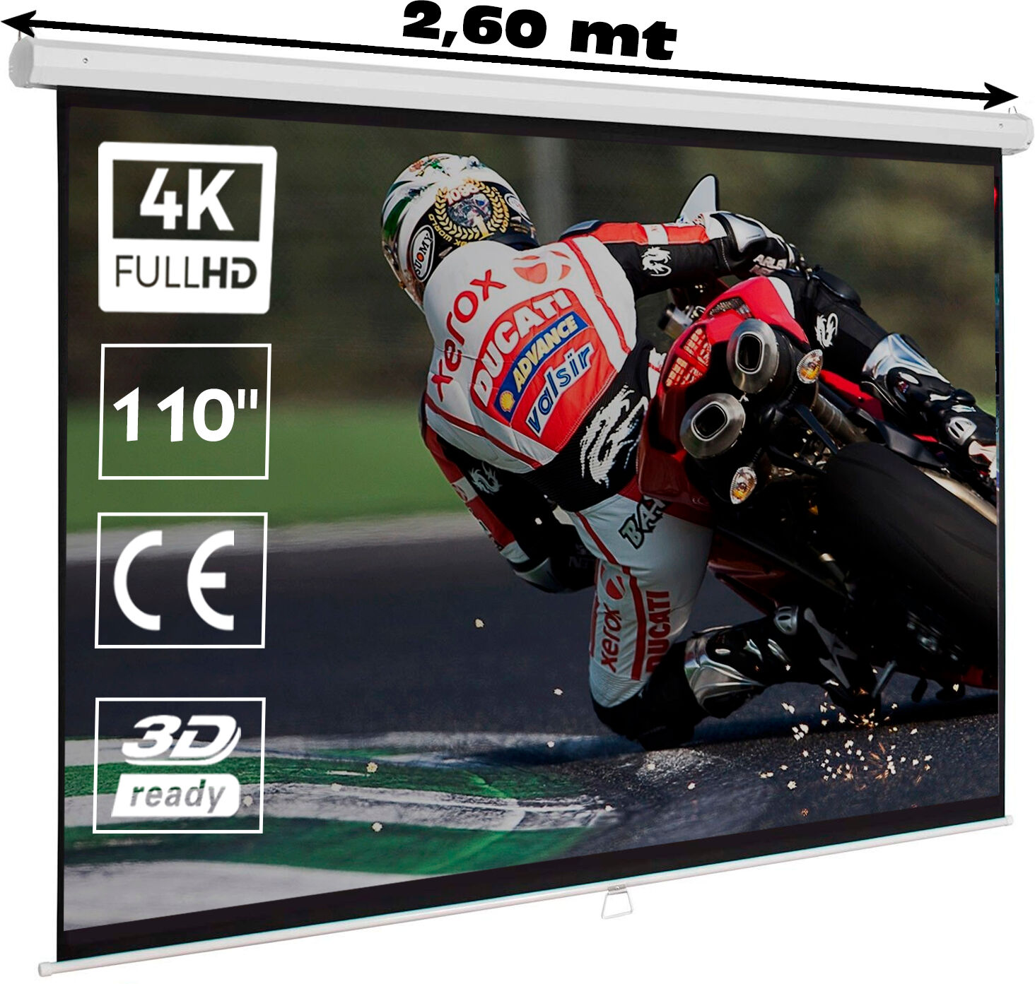 Luxscreen Pantalla de proyección manual de 110" 16:9  ( 2,43 x 1,38 metros Luxscreen Pantalla de proyección manual de 110" 16:9  ( 2,43 x 1,38 metros