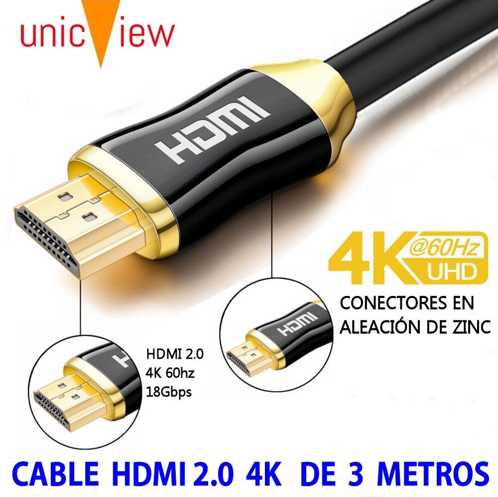 Unicview Cable HDMI de 3 metros 4K formato 2.0 Unicview Cable HDMI de 3 metros 4K formato 2.0