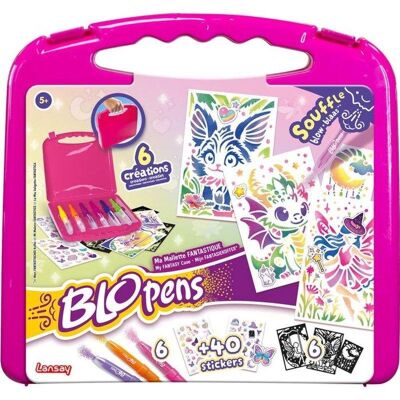 Set de arte portátil Blopens Lansay Ma Mallette Fantastique con 6 rotuladores y plantillas Set de arte portátil Blopens Lansay Ma Mallette Fantastique con 6 rotuladores y plantillas