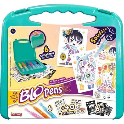 Kit de arte manga Lansay Ma Mallette con 6 Blopens y plantillas reutilizables Kit de arte manga Lansay Ma Mallette con 6 Blopens y plantillas reutilizables