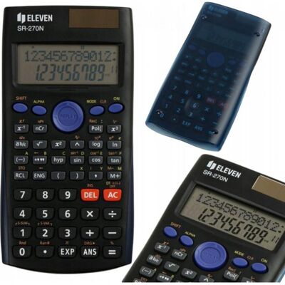 Calculadora científica Eleven SR-270N negra alimentación solar y batería Calculadora científica Eleven SR-270N negra alimentación solar y batería