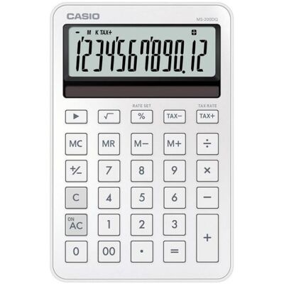 Calculadora Escritorio Casio MS-200DQ 12 Dígitos Batería/Solar Blanco Calculadora Escritorio Casio MS-200DQ 12 Dígitos Batería/Solar Blanco