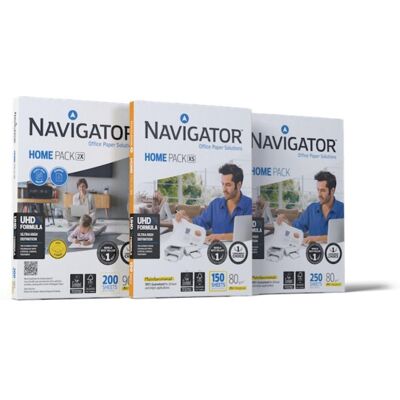 Papel A4 Navigator Home Pack Universal 90 g/m² 250 hojas Blanco Pack 3 unidades Papel A4 Navigator Home Pack Universal 90 g/m² 250 hojas Blanco Pack 3 unidades