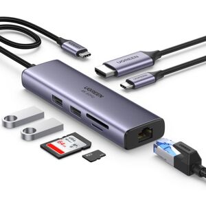 Ugreen 60515 Hub 7in1 USB-C a HDMI/3x USB 3.2/USB-C/SD/Micro SD Gris Ugreen 60515 Hub 7in1 USB-C a HDMI/3x USB 3.2/USB-C/SD/Micro SD Gris
