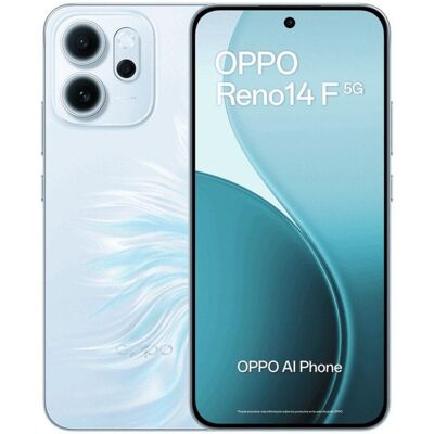 Smartphone OPPO Reno14 F 5G 8GB 256GB 6.57" AMOLED 50MP IP69 Carga Rápida 45W Opal Blue Smartphone OPPO Reno14 F 5G 8GB 256GB 6.57" AMOLED 50MP IP69 Carga Rápida 45W Opal Blue
